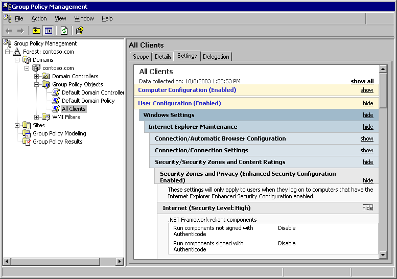 Viewing Maintenance Settings in GPMC