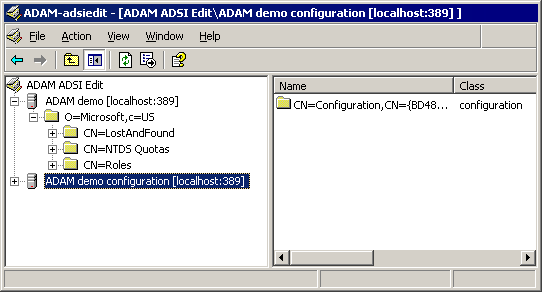 ADAM ADSI Edit configuration container