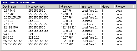 The IP routing table