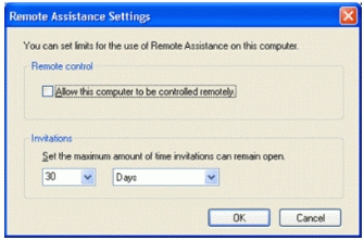 Figure 3: . Preventing access to your computer via Remote Assistance