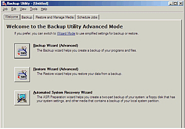 Backkup Utility Advanced Mode