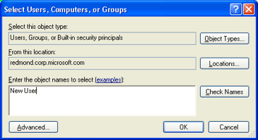 Select Users, Computers, or Groups dialog box