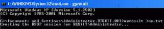 Figure 8: Directing GPResult data to a text file