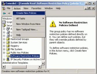 Figure 7: Warning message when creating a new policy