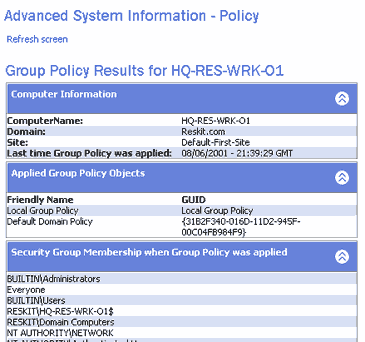 Group policy results