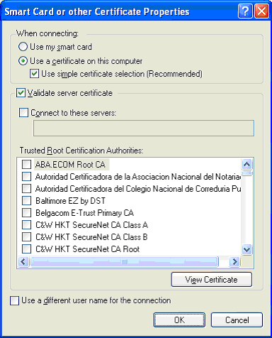 Figure 11 The Smart Card or other Certificate Properties dialog box
