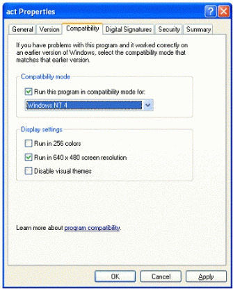 Figure 4: The compatibility shell extension creates a Compatibility tab for each executable file.