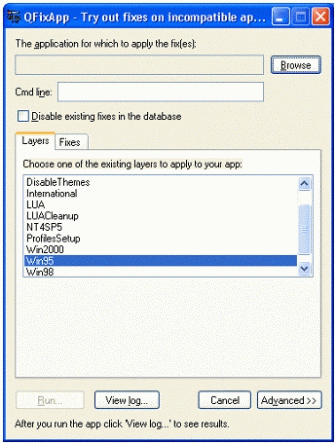 Figure 5: QFixApp allows precise control over the fixes to apply to applications.