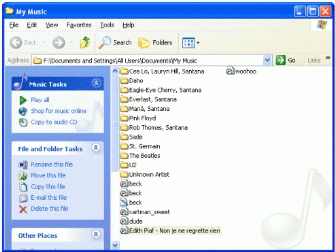 Figure 4: You can copy music to CD using the Music Tasks menu of Windows XP.