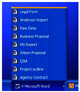 Figure 6: Windows XP groups applications together on the taskbar