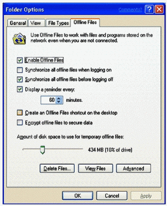 Figure 9: Configuring Offline Files