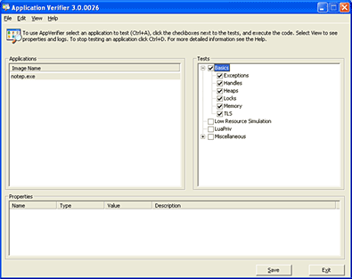 Figure 3: Using the Tests area, click the checkbox next to the test to run.