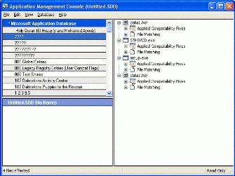 Figure 3: Use CompatAdmin to assign bundles of compatibility fixes to applications.
