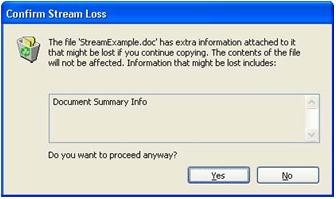 Figure 13-15 Message that confirms loss of named data streams