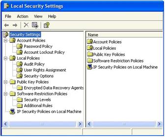 Figure 17-7 Local Security Settings snap-in