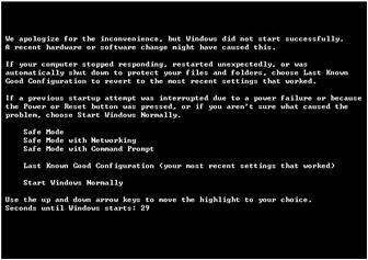 Figure 29-1 Startup options when your system cannot start