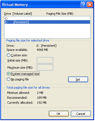 Figure 6.3 Placing the paging file on a persistent partition can optimize performance