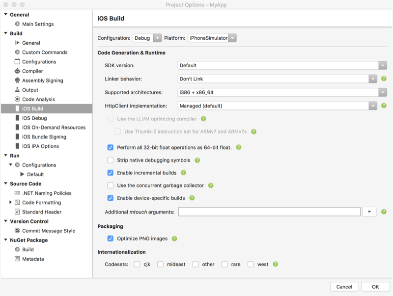 Setting Supported architectures to x86_64 or i386 + x86_64