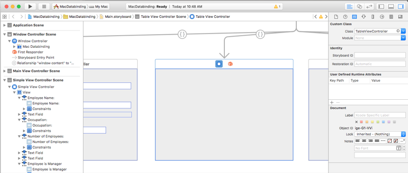 Adding a new view controller with a class named TableViewController.