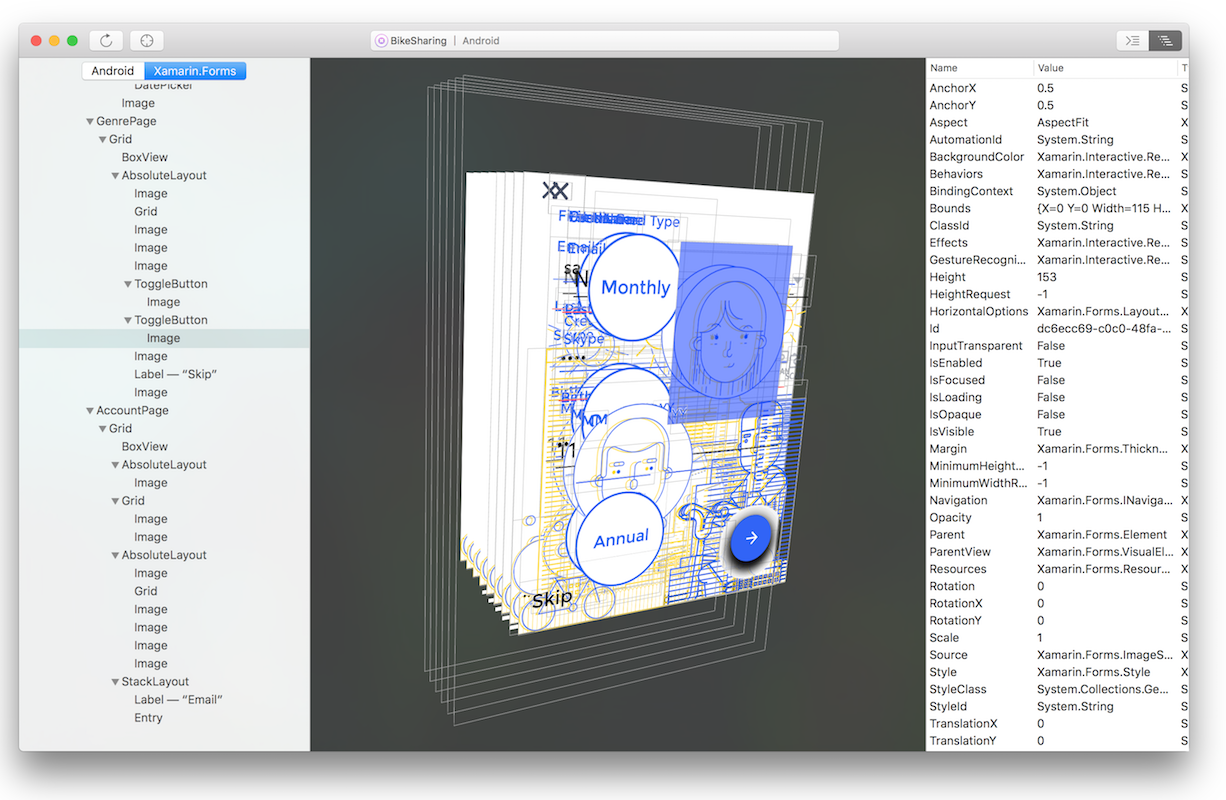 Screenshot of Xamarin Workbooks & Inspector.