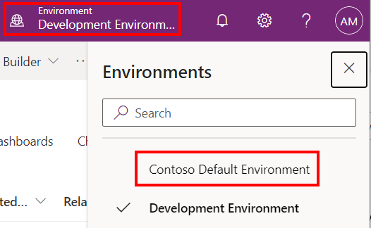 The Power Apps Portal Environment menu.