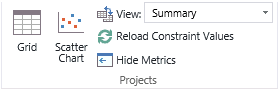 Screenshot of the Projects section of the ribbon.