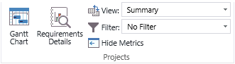 Screenshot of Projects section of the ribbon.