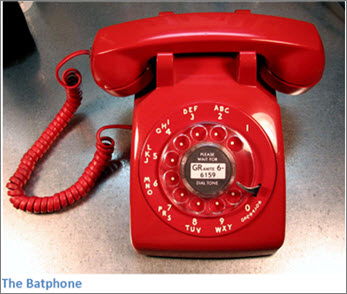 Image of a red Batphone (from the TV series, "Batman."