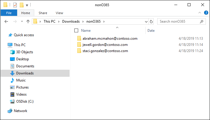 Non-Microsoft 365 data upload folder structure.