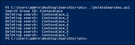 Run the script to delete the searches in the search group.