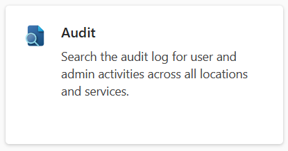 Screenshot of the Audit solution card in the Microsoft Purview portal.