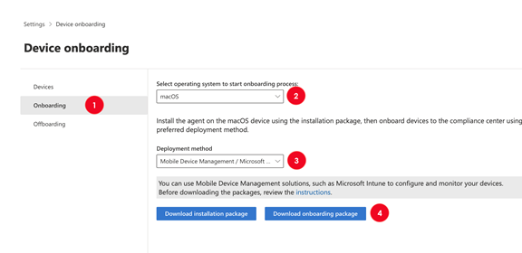 Screenshot of the Microsoft Intune Configuration settings tab with all fields populated.