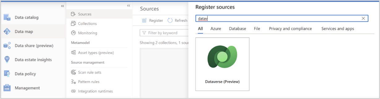 Screenshot that allows selection of the data source.