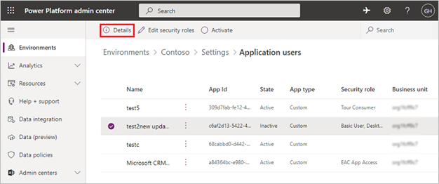 Screenshot that shows how to create application user.