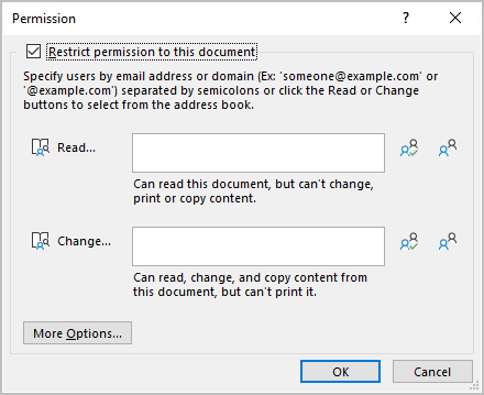 User dialog box to select permissions that include EXTRACT usage right.