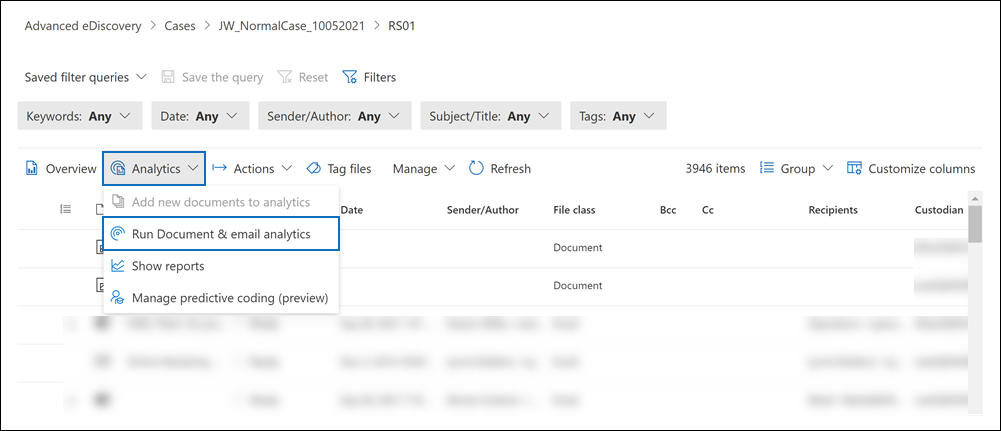 Select Run document & email analytics from the Analytics dropdown list