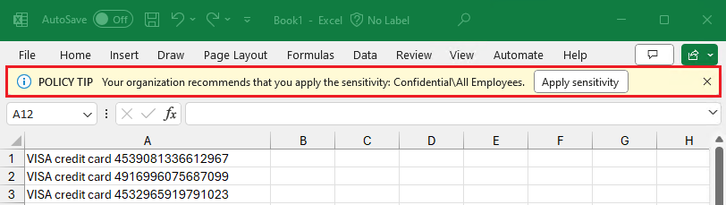 sensitivity label assignment method