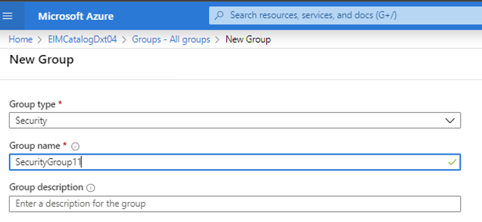 Screenshot of security group type.