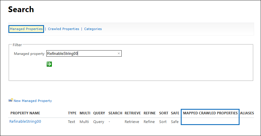 Managed properties in search schema.