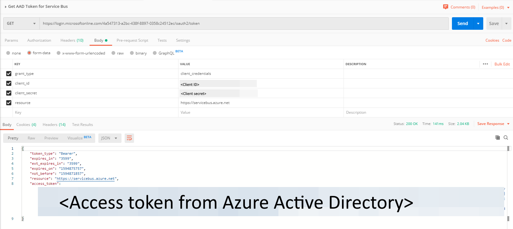 Use Azure Active Directory authentication to send messages to a