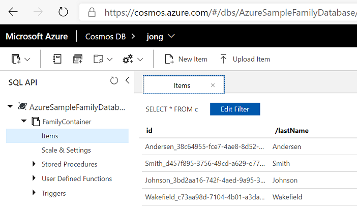 'Azure Cosmos DB Data Explorer