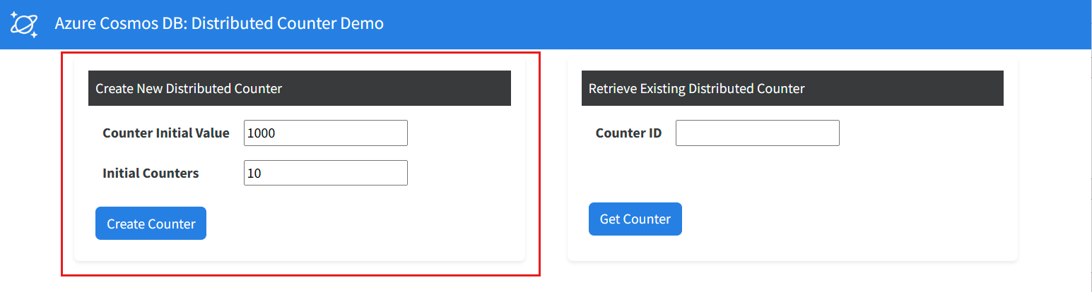 Screenshot of the new distributed counter configuration settings.