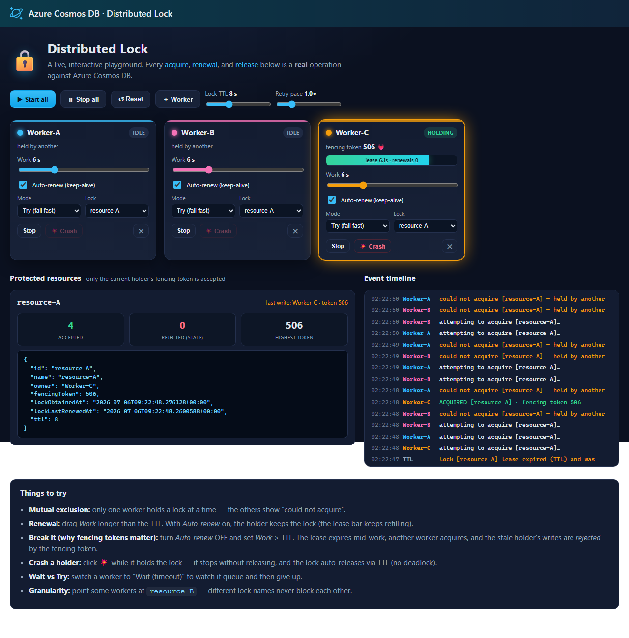 Azure Cosmos DB design pattern: Global Distributed Lock - Code Samples ...