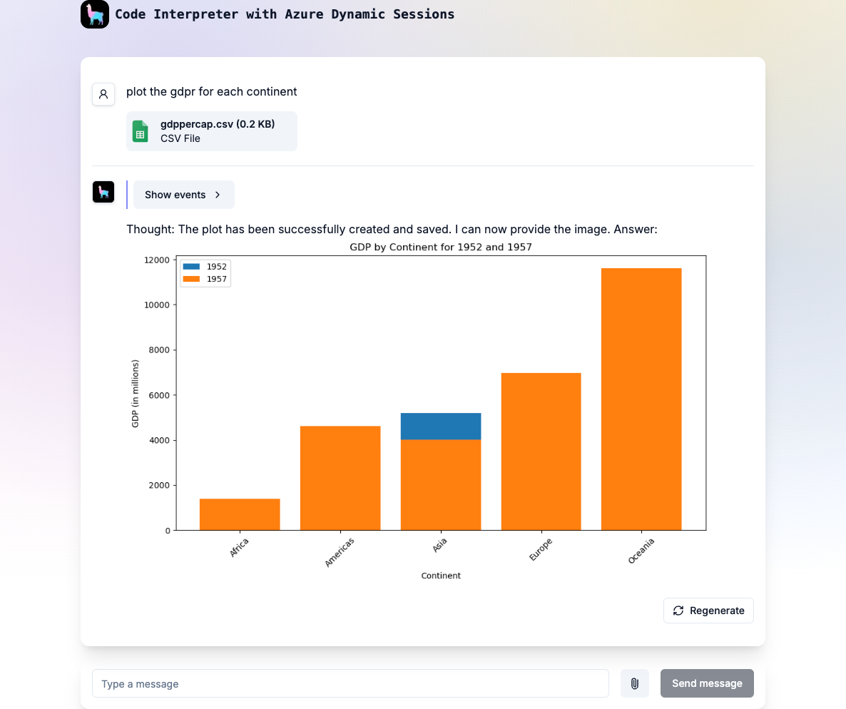 Screenshot showing the LlamaIndex app in action