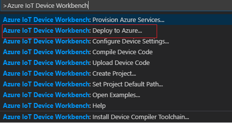 IoT Device Workbench: Cloud -> Deploy
