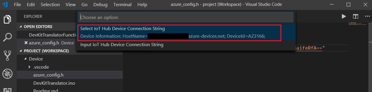 Configure connection string