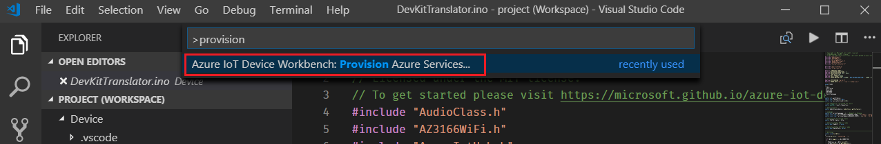 Provision Azure services