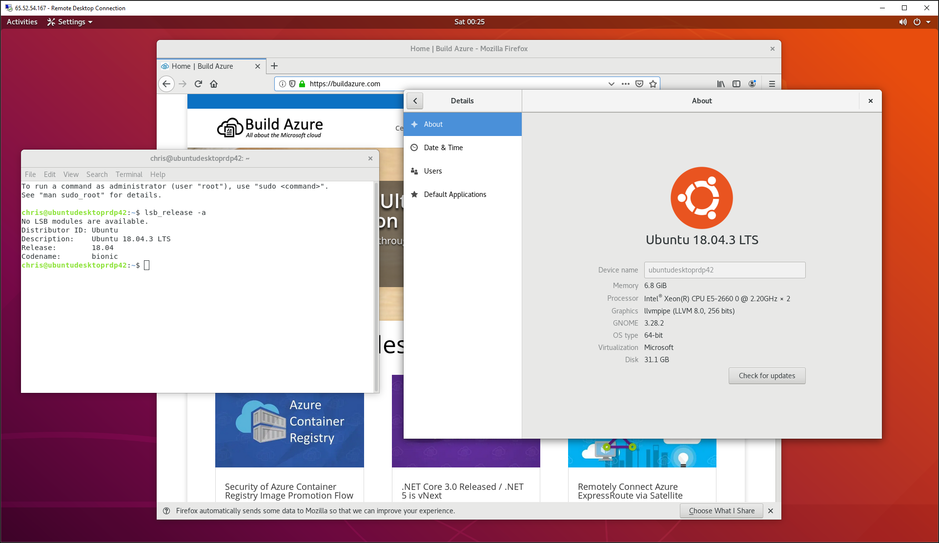 Linux VM with Gnome Desktop RDP VSCode and Azure CLI - Code Samples |  Microsoft Learn