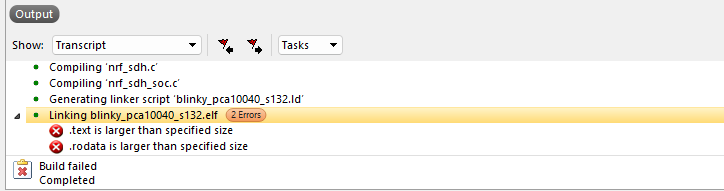 nRF52 blinky size error