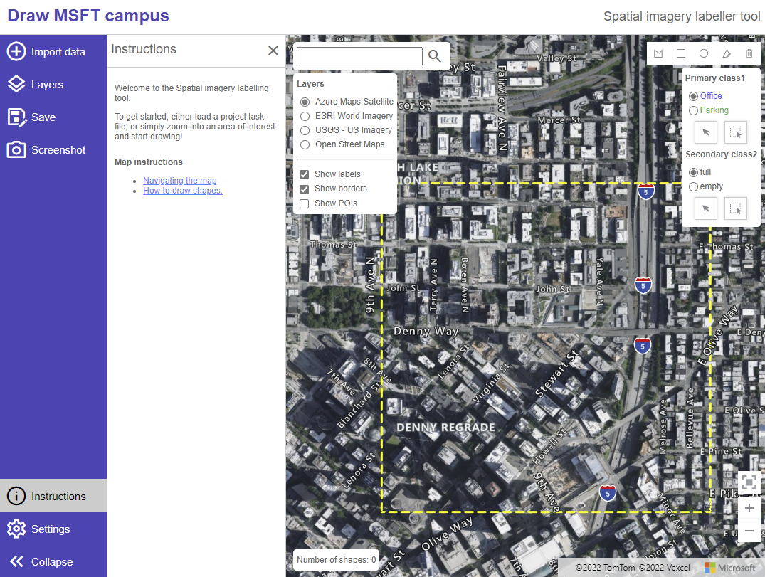 Screenshot of the spatial imagery labeling tool